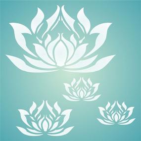 img 4 attached to Lotus Flowers Stencil (S) - Large 6.5 x 6.5 inch Lotus Flower Mural Stencil Template for Painting
