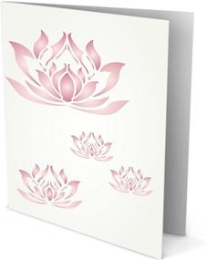 img 1 attached to Lotus Flowers Stencil (S) - Large 6.5 x 6.5 inch Lotus Flower Mural Stencil Template for Painting