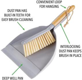 img 1 attached to Efficient Cleaning Companion: mDesign Hand Held Dustpan and Brush Set - Angled Brush Head, Long Bamboo Wood Handle - Ideal for Kitchen, Garage, Bathroom, Laundry or Utility Room - Gray/Natural