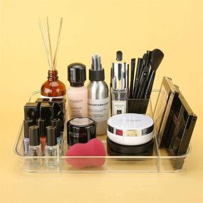 img 3 attached to SUNFICON Crystal Clear Acrylic Makeup Organizer Tray: 💎 Countertop Storage Solution for Bathroom, Office Desk, and Vanities