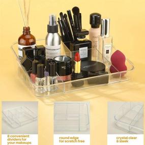 img 2 attached to SUNFICON Crystal Clear Acrylic Makeup Organizer Tray: 💎 Countertop Storage Solution for Bathroom, Office Desk, and Vanities