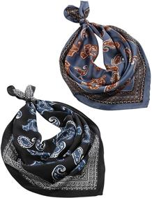 img 4 attached to 🧣 2 Packs of Premium Satin Silk Hair Scarves: Bandana Scarves & Neckerchiefs for Women