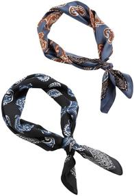 img 2 attached to 🧣 2 Packs of Premium Satin Silk Hair Scarves: Bandana Scarves & Neckerchiefs for Women