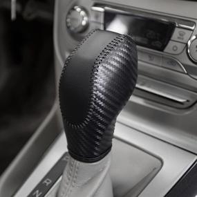 img 1 attached to 🚗 LDYFC Auto Car Leather Gear Shift Knob Cover – Compatible with Ford EcoSport Escape/Fusion/C-Max Energi Wagon/Fiesta/Focus/Transit – High-quality Accessory