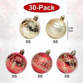 img 3 attached to 🎄 Deluxe Set of 30 Red and Gold Christmas Ball Ornaments - Perfect for Xmas Tree Decorations, Wedding Parties, and Home Decor