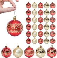 🎄 deluxe set of 30 red and gold christmas ball ornaments - perfect for xmas tree decorations, wedding parties, and home decor logo