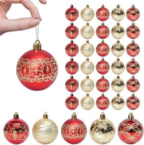 img 4 attached to 🎄 Deluxe Set of 30 Red and Gold Christmas Ball Ornaments - Perfect for Xmas Tree Decorations, Wedding Parties, and Home Decor