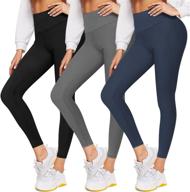 groteen women's leggings 3 pack - high waist tummy control butt lifting 🩲 yoga pants for workout, running, hiking, and gym - black leggings with enhanced seo logo