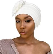 🌸 stylish bohemian women turban floral headband: pre-tied scarf bonnet beanie headwrap hats with elastic cap logo