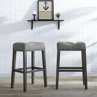 🪑 roundhill furniture coco upholstered backless saddle seat bar stools 29" height set of 2, gray - stylish and comfortable bar stools for your home décor логотип