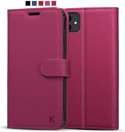 kilino iphone 11 wallet case [saffiano leather] [rfid blocking] [shock-absorbent bumper] [card slots] [kickstand] [soft tpu] [magnetic closure] flip folio cover for iphone 11 (magenta) logo