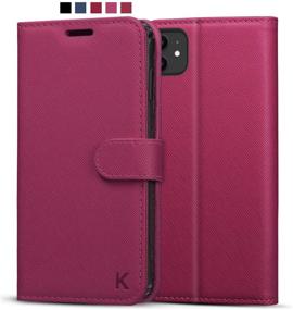 img 4 attached to KILINO IPhone 11 Wallet Case [Saffiano Leather] [RFID Blocking] [Shock-Absorbent Bumper] [Card Slots] [Kickstand] [Soft TPU] [Magnetic Closure] Flip Folio Cover For IPhone 11 (Magenta)