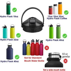 img 1 attached to 🍹 ETLHWYE Wide Mouth Straw Lid for Hydroflask 32 oz Water Bottle - Compatible with Flex Straw Lid, Replacement Accessory, Black