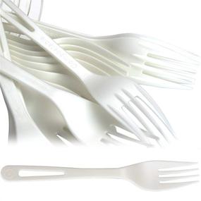 img 4 attached to 🌱 Certified Compostable, Non-GMO Plant-Based Plastic Forks - 50 Pack - Eco-Friendly, Sturdy Utensils for Hot and Cold Foods!
