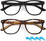 2 pack of lightweight tr computer gaming eyeglasses frame for boys and girls - blue light blocking glasses to prevent eyestrain (matt black+leopard) logo