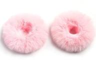🐇 light pink faux rabbit fur scrunchies: 2pcs pack, bobbles for hair, wristband, ponytail accessories logo