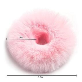 img 2 attached to 🐇 Light Pink Faux Rabbit Fur Scrunchies: 2pcs Pack, Bobbles for Hair, Wristband, Ponytail Accessories