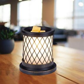 img 1 attached to 🕯️ SUNPIN Electric Fragrance Candle Warmer - Antique Color Iron-Art Black Gridline Design with 2 Light Bulbs