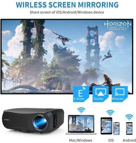 img 2 attached to 📽️ HD Projector 4K Supported with Wireless WiFi, Bluetooth, Android, Screen Mirror, Zoom, 7200 Lumen LED for Indoor Outdoor Theater, 1920x1080 Video, Laptop, Game Console, TV Box, PS5, Wii, Tablet, DVD