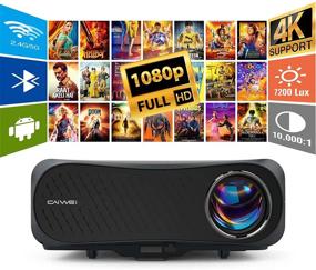 img 4 attached to 📽️ HD Projector 4K Supported with Wireless WiFi, Bluetooth, Android, Screen Mirror, Zoom, 7200 Lumen LED for Indoor Outdoor Theater, 1920x1080 Video, Laptop, Game Console, TV Box, PS5, Wii, Tablet, DVD