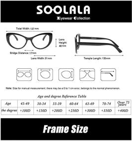 img 3 attached to 👓 SOOLALA Women's Large Frame Cateye Eyeglasses: Frame Reading Glasses