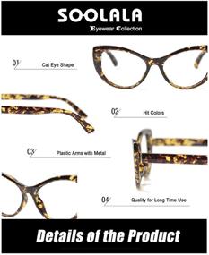 img 1 attached to 👓 SOOLALA Women's Large Frame Cateye Eyeglasses: Frame Reading Glasses