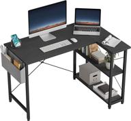 🖥️ fezibo 40 inch small l shaped computer desk: efficient home office corner desk with storage shelves and writing table, black logo