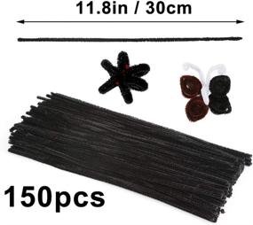 img 3 attached to 👨 150-Piece Black Pipe Cleaners Chenille Stem Set: Craft & Art Bulk Supplies for Creative Home Projects!