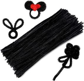 img 4 attached to 👨 150-Piece Black Pipe Cleaners Chenille Stem Set: Craft & Art Bulk Supplies for Creative Home Projects!