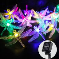 🌟 kayviex dragonfly solar string lights: waterproof outdoor fairy lighting for christmas trees, gardens, and weddings - 30 led, 8 modes, colorful logo