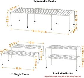 img 1 attached to WOSOVO Set of 2 Silver Kitchen Cabinet Organizer and Storage Shelves - Stackable and Expandable Storage Racks with Anti-slip Liners for Cabinets