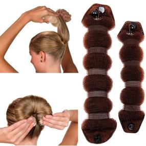 img 2 attached to 🌹 Goldrose Beauty Buns: 2-Piece Magic Hair Styling Set for Chignon Buns - Middle & Large Size (Brown)