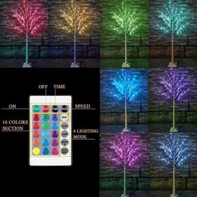 img 3 attached to 5ft Color Changing LED Birch Tree: Ideal Outdoor Christmas Decoration with Remote Control for Home, Holiday, Wedding, Party Decor - White Tree with Pink, Multicolor, and Green Lights