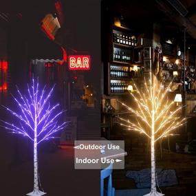 img 1 attached to 5ft Color Changing LED Birch Tree: Ideal Outdoor Christmas Decoration with Remote Control for Home, Holiday, Wedding, Party Decor - White Tree with Pink, Multicolor, and Green Lights