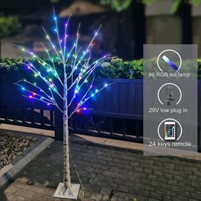 img 2 attached to 5ft Color Changing LED Birch Tree: Ideal Outdoor Christmas Decoration with Remote Control for Home, Holiday, Wedding, Party Decor - White Tree with Pink, Multicolor, and Green Lights