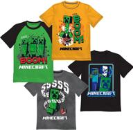 👕 minecraft creeper t-shirt bundle set for boys - 4-pack shirts set logo