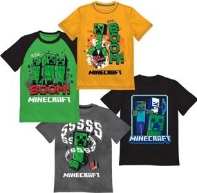 img 4 attached to 👕 Minecraft Creeper T-Shirt Bundle Set for Boys - 4-Pack Shirts Set