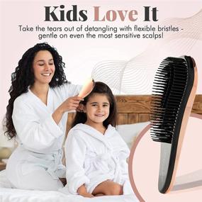 img 2 attached to 🌹 Rose Gold Detangler Brush and Comb Set for Women and Children - Detangling Hairbrush for Wet or Dry Hair, Ideal for Fine, Curly, Thick, Afro Hair - Lily England