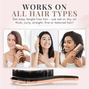 img 3 attached to 🌹 Rose Gold Detangler Brush and Comb Set for Women and Children - Detangling Hairbrush for Wet or Dry Hair, Ideal for Fine, Curly, Thick, Afro Hair - Lily England