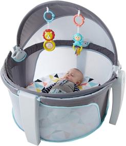 img 3 attached to 👶 Fisher-Price Детская Купол-переноска: Компактная, портативная и стильная в сером/синем/желтом/белом цветах