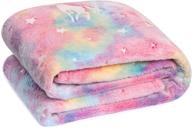 wbhome glow in the dark unicorn throw blanket 50 x 60 inch: perfect christmas & birthday gifts for teen kids, girls, boys, and grandkids - soft, warm, plush rainbow design logo