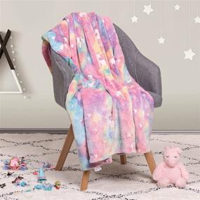 img 2 attached to WBHome Glow in The Dark Unicorn Throw Blanket 50 X 60 inch: Perfect Christmas & Birthday Gifts for Teen Kids, Girls, Boys, and Grandkids - Soft, Warm, Plush Rainbow Design