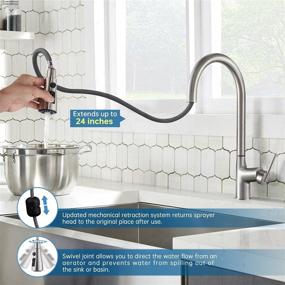 img 1 attached to 🚰 ARRISEA Touch Kitchen Faucet: Single Handle Brass Pull Down Sprayer with 360° Swivel & Updating New Sprayer – Brushed Nickel Finish