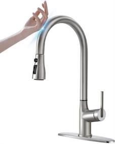 img 4 attached to 🚰 ARRISEA Touch Kitchen Faucet: Single Handle Brass Pull Down Sprayer with 360° Swivel & Updating New Sprayer – Brushed Nickel Finish