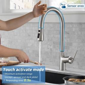 img 3 attached to 🚰 ARRISEA Touch Kitchen Faucet: Single Handle Brass Pull Down Sprayer with 360° Swivel & Updating New Sprayer – Brushed Nickel Finish