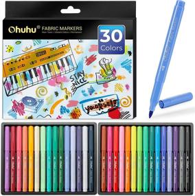 img 2 attached to Permanent Fabric Paint Marker Pens by Ohuhu - 30 Colors for DIY Costumes, T-Shirts, Clothing, Shoes, Bags, Canvas, Handbags, Graduation Signatures - Fabric Pens for Kids and Adults