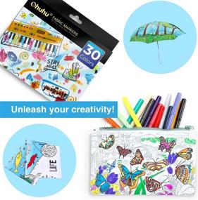 img 1 attached to Permanent Fabric Paint Marker Pens by Ohuhu - 30 Colors for DIY Costumes, T-Shirts, Clothing, Shoes, Bags, Canvas, Handbags, Graduation Signatures - Fabric Pens for Kids and Adults
