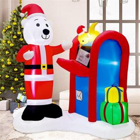 img 2 attached to Twinkle Star 6FT Christmas Inflatable: Lighted Polar Bear Mailing Letter to Santa Scene with Mailbox, Perfect Indoor Outdoor Xmas Decor for Lawn, Yard, and Garden