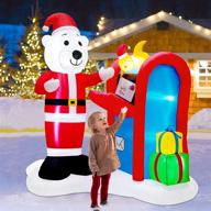 twinkle star 6ft christmas inflatable: lighted polar bear mailing letter to santa scene with mailbox, perfect indoor outdoor xmas decor for lawn, yard, and garden логотип