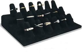 img 1 attached to Stylish 7TH VELVET 18 Fingers Ring Display: Black Velvet 3 Step Ring Stand for Elegant Jewelry Showcase and Storage
